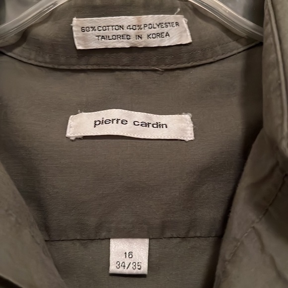 Pierre Cardin Long Sleeve Button Down Shirt - Olive Green - 16 34/35 - Picture 2 of 3